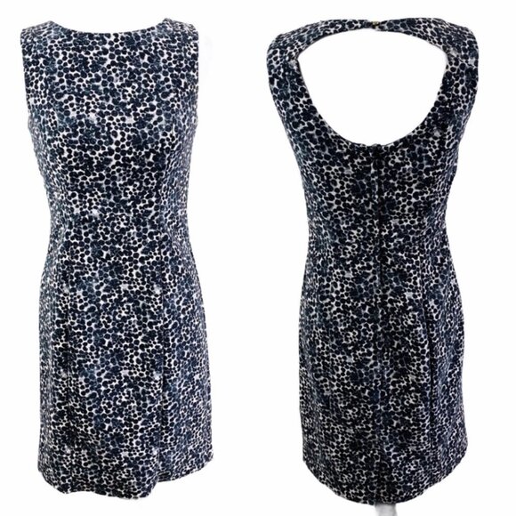 H&M Evening Dress Office Shift Dress Open Back Black White Dots - Picture 1 of 13